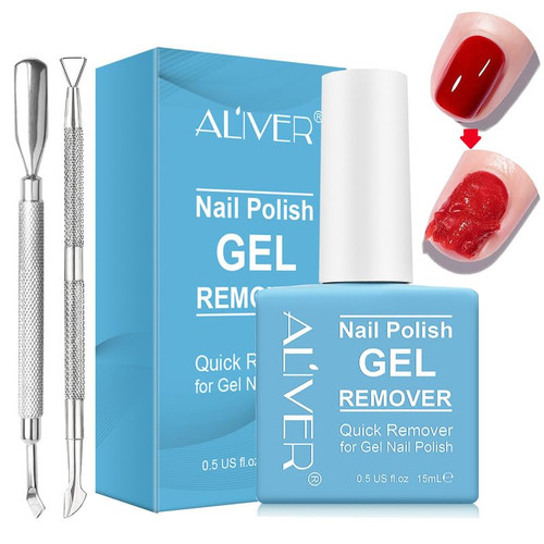 Gel Nail Polish Remover, Gel Polish Remover with Cuticle Pusher and Gel Polish Scraper, Easily & Quickly Removes Soak-Off Gel Polish in 2-5 Minutes