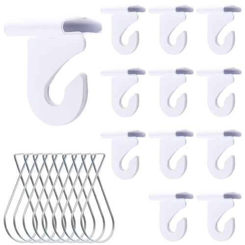 LifCratms 12 Pairs Drop Ceiling Hooks for Hanging, Heavy Duty T-Bar Track Clips Suspended Ceiling Hanging Hooks, White Ceiling Tile Hooks for Hanging Plants Signs Decoration