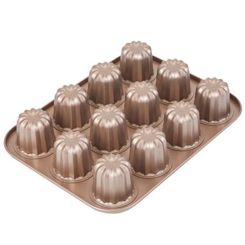 Opexscal 12-Cavity Canele Molds, Nonstick Muffin Pan Bundt Cake Pan for Mini Muffin Cupcake Popover Bakeware Pans