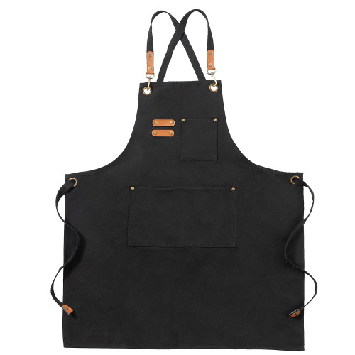FunChaos Black Canvas Aprons, Work Aprons for Men Women, Chef Aprons with Adjustable Strap and 3 Pockets, Apron for Servers Kitchen Cooking Baking Artist Painting, Cross Back FunChaos Black Canvas Aprons, Work Aprons for Men Women, Chef Aprons with Adjustable Strap and 3 Pockets, Apron for Servers Kitchen Cooking Baking Artist Painting, Cross Back