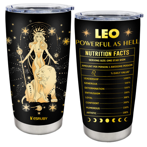 Yesruby Leo Gifts For Women/Men, Leo Zodiac Gifts Tumbler 20oz, Leo Gifts, Leo Birthday Gifts, Leo Astrology Gifts, Horoscope Constellation Zodiac Gifts, July August Birthday Gifts Coffee Cup (1pc)
