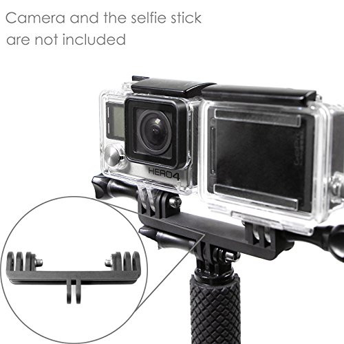 Selens Dual Hero Mount Adapter for GoPro Hero4 Hero3+ Hero3 Hero2 Hero Black/ Silver Cameras - fits GoPro Monopod Selfie Stick and Most GoPro Hero Accessories