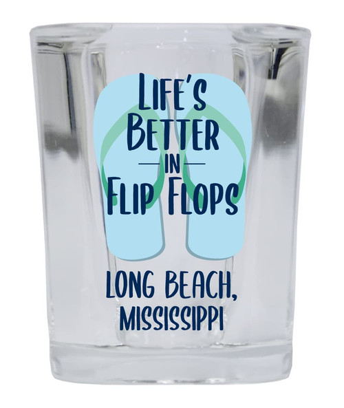 R and R Imports Long Beach Mississippi Beach Souvenir 2 oz Square Base Shot Glass Single