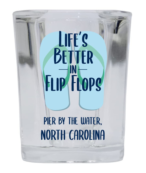 R and R Imports Pier By The Water North Carolina Beach Souvenir 2 oz Square Base Shot Glass Single