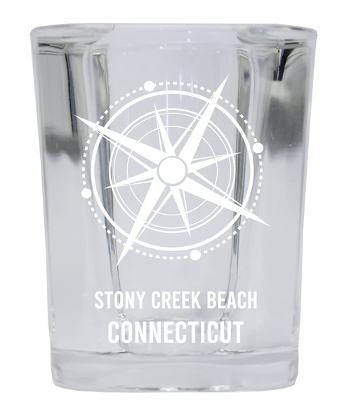 R and R Imports Stony Creek Beach Connecticut Beach Souvenir 2 oz Square Base Shot Glass Single