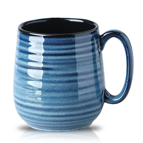 Hasense Large Coffee Mugs Set of 2, Porcealin 20 oz Coffee Cups for Office and Home, Modern Coffee Mug with Big Handle for Latte Coffee Tea Soup as Friend Gifts, Dishwasher and Microwave Safe, (Blue)
