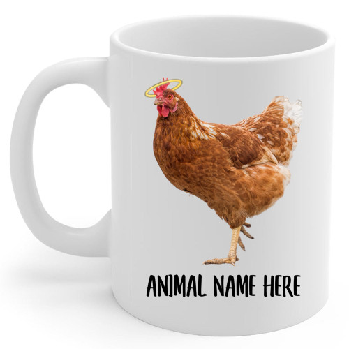 Personalized Brown Rhode Island Red Chicken Hen Angel Wings Memorial Coffee Mug - Sympathy Gifts for Animal Lovers White Cup 11 oz Personalized Brown Rhode Island Red Chicken Hen Angel Wings Memorial Coffee Mug - Sympathy Gifts for Animal Lovers White Cup 11 oz