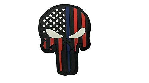 Punisher Skull American USA Flag Red and Blue 3D PVC Morale Patch