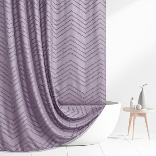 Siiluminisoy Extra Long Boho Shower Curtain Purple Woven Fabric 84 in Shower Curtain, Tufted Chevron Striped, 72 x 84, Modern Chic Textured Minimalist Cute Shower Curtain for Bathroom