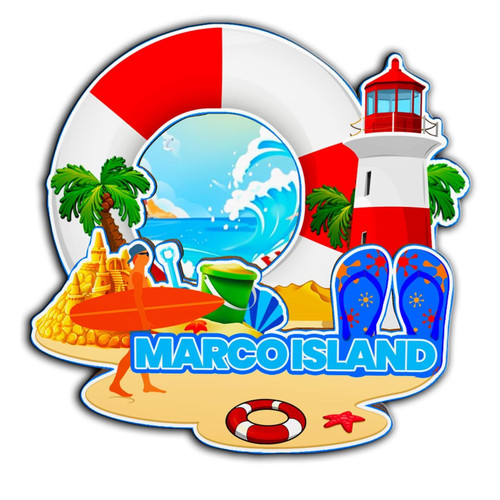 Marco Island Florida USA Magnet Fridge Magnet Wooden 3D Landmarks Travel Collectible Souvenirs Decoration Handmade -2690