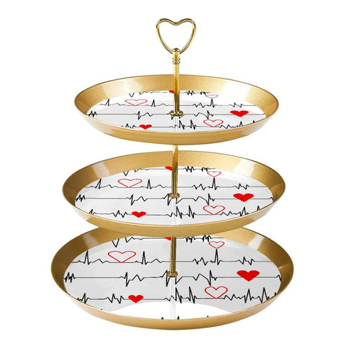Cupcake Stand Holder Plastic Dessert Stand Cake Stand 3 Tiered Serving Stand Display Stand, Red Heart