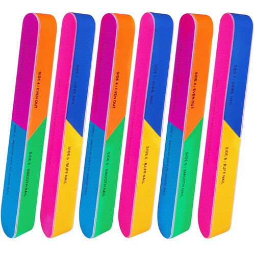7 Way Nail Buffer (6 Pcs), Nail Buffers Blocks for Natural Nails Shine Smoother Upgraded Buffing Block Seven Steps Polisher Fingernail Files Buffer 120/240/600/3000/6000 Grit for Shinning Buff Nails