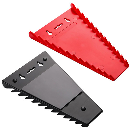 ALOANES 24-Slot Magnetic Wrench Organizer, Wrench Organizer Tray for Tool Box&Wall Mounted, Wrench Holder Fit SAE & Metric Wrench Storage, 2 Pack(Red&Black)