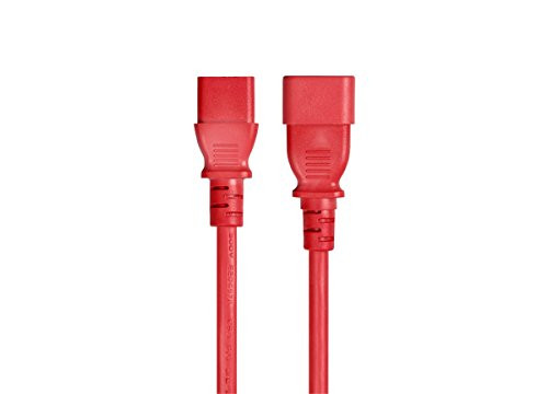 Monoprice 18AWG Power Extension Cable/Cord - 3ft - Red 3 Conductor PC/Mon 10A (IEC 60320 C14 to IEC 60320 C13)