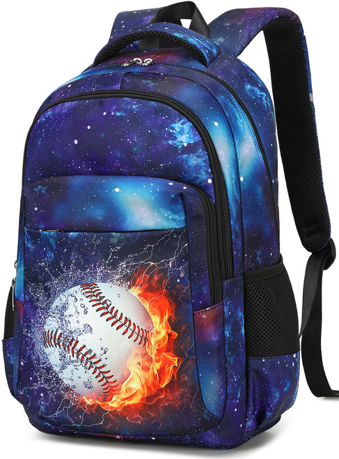 LEDAOU School Backpack Teen Boys Kids Bookbag Daypack School Bag (Baseball)