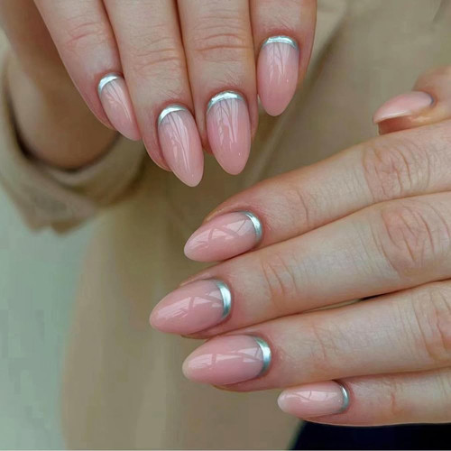 Nude Press on Nails Almond Shaped Fake Nails Medium Glossy Stick on Nails French Tip Full Cover False Nails Acrylic Glue on Nails for Women Nude Press on Nails Almond Shaped Fake Nails Medium Glossy Stick on Nails French Tip Full Cover False Nails Acrylic Glue on Nails for Women