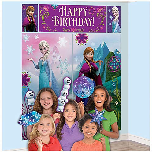 Disney Frozen Birthday Party Scene Setters Wall Decorating Kit (5 Pack), Multi Color, 59" x 65".