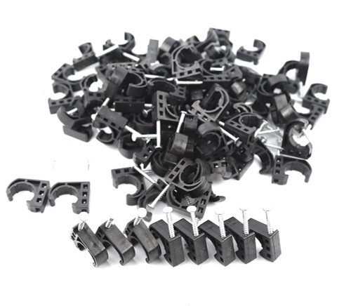 Tenke 25 PCS Black 1/2 inch Half Clamp J-Hook J Clamp with Nail for PEX Pipe Tubing Support (25pcs 1/2")