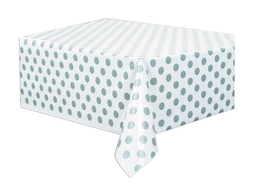 Unique Dotted Rectangular Plastic Table Cover, 54" x 108", Silver