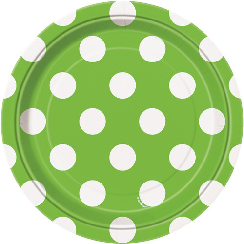 Unique Industries, Polka Dot Cake Paper Plates, 8 Pieces - Lime Green