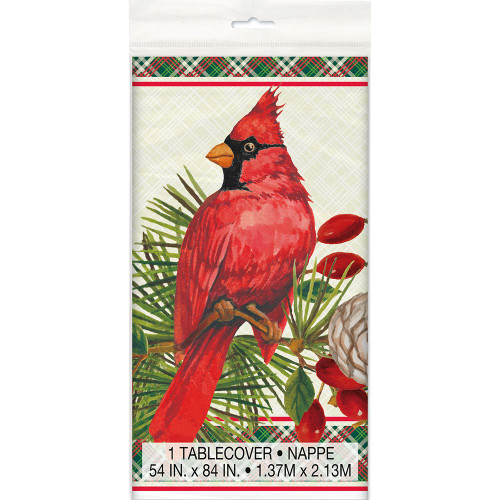 Unique Red Cardinal Rectangular Plastic Table Cover | 54" x 84" | 1 Pc