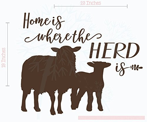 Home is Where Herd is Sheep Wall Decals Vinyl Farmhouse Decor 23x19-Inch Chocolate