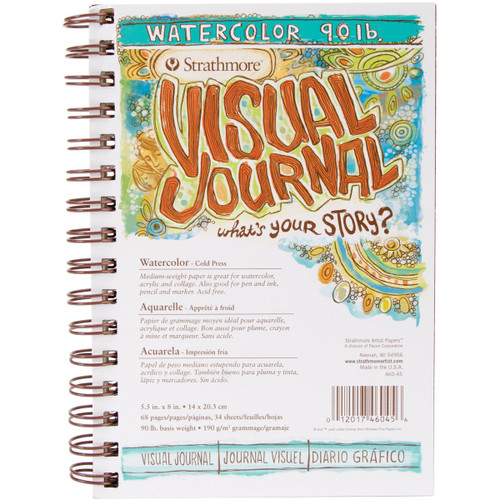 Strathmore 400 Series Visual Watercolor Journal, 90 LB 5.5"x8" Cold Press, Wire Bound, 34 Sheets