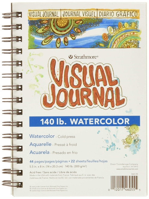 Strathmore 460-55 400 Series Visual Watercolor Journal, 140 LB Cold Press, 5.5"x8", 22 Sheets , White
