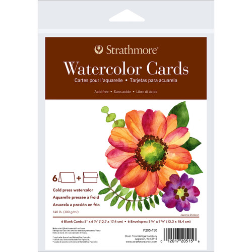 Strathmore 105-210-1 Watercolor Cards, Cold Press, 5" x 6.875", 50 Envelopes, Cards & Envelopes , White