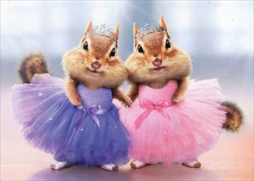 Chipmunk Ballerina Duo Avanti Funny Thank You Card