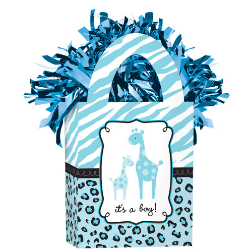 Safari Blue Baby Mini Tote Party Balloon Weight Decoration, Cardstock, 5.7 oz..