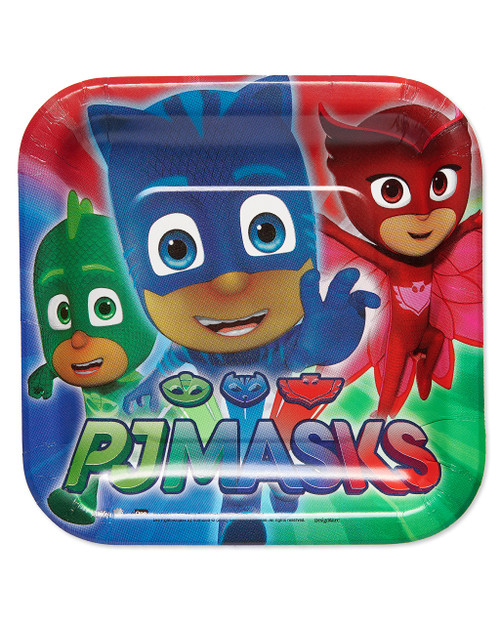 Amscan PJ Masks Square Paper Plates - 7' | Multicolor | Pack of 8