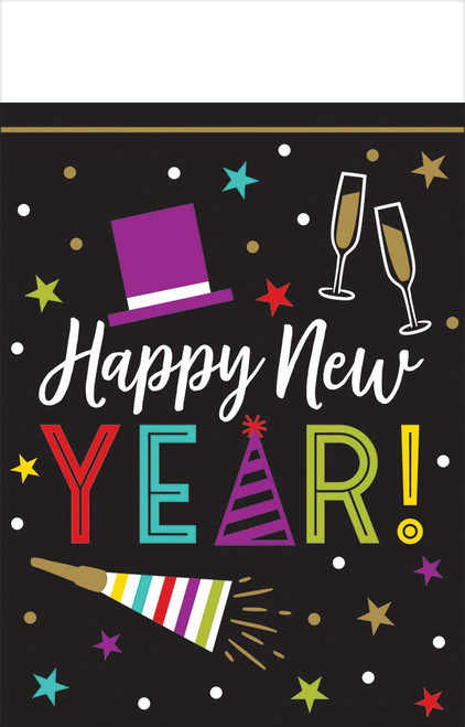 amscan Bright New Year's Eve Plastic Table Cover - 54" x 102" | Multicolor | 1 Pc.