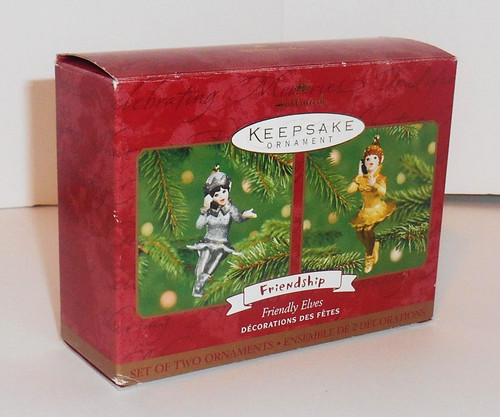 Hallmark Keepsake Ornament Friendly Elves Gold Silver Phone Friendship Collection 2001