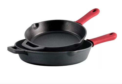 Tramontina Preseasoned Cast Iron 2 Pk Skillets with Silicone Grips