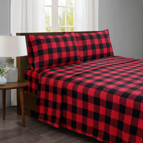 Harper Lane Red/Black 3-Piece Sheet Set Twin 66x96