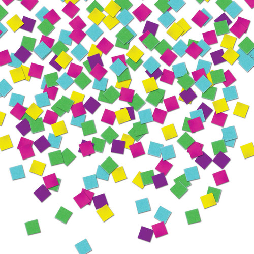 Beistle CN315 Small Multicolor Square Cutout Plastic Confetti-1 pack / .5oz, 0.5 oz