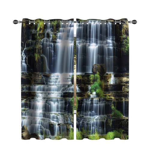 Abaysto Rainforest Sheer Curtains, Waterfall in The Middle of Tropical Jungle Natural Scenery Curtains 2 Panel Grommet Top Blackout Drapes 84 inch Length