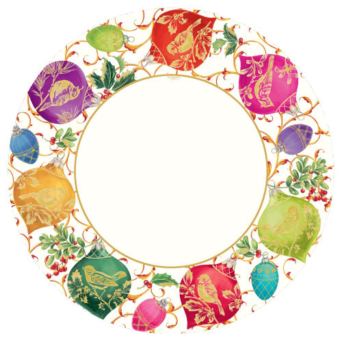 Entertaining with Caspari Entertaining Gilded Ornaments Dinner Plates, Gilded Ornaments, Ivory, Pack of 8