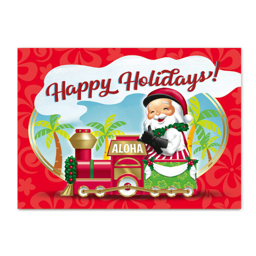 Island Heritage Boxed Hawaiian Christmas Cards - Santa's Holiday Ride - 12 cards & 13 envelopes