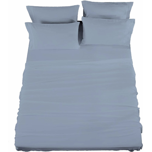 Raymond Waites 3 Piece Sheet Set, Cotton Rich, 400-Thread Count, Dusty Blue, Twin Sheet Set