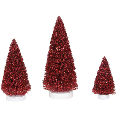 Department 56 Village Collection Accessories Ruby Christmas Pine Trees Figurine Set, Various Sizes, Multicolor