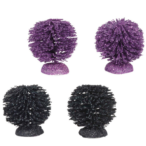 Department 56 Village Collection Accessories Halloween Glittered Shrubs Figurine Set, 1 Inch, Multicolor
