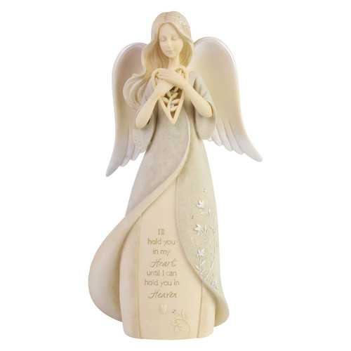 Enesco Foundations Heart Hold You in Heaven Bereavement Angel Figurine, 8.07 Inch, Multicolor
