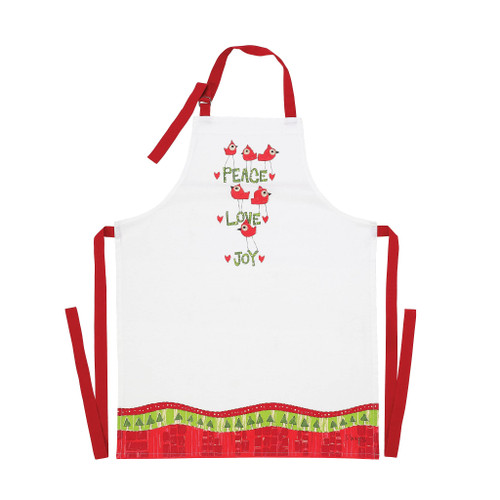 Enesco Izzy and Oliver Painted Peace by Stephanie Burgess Cardinal Birds Love Joy Kitchen Cooking Apron, 24 x 34 Inch, Multicolor