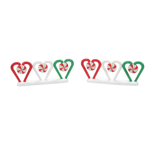 Department 56 Village Collection Accessories Candy Cane Christmas Miniature Fence Figurine Set, 1.8 Inch, Multicolor