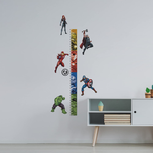 RoomMates RMK5198GC Avengers Growth Chart Peel and Stick Wall Decals, Blue, red, Black