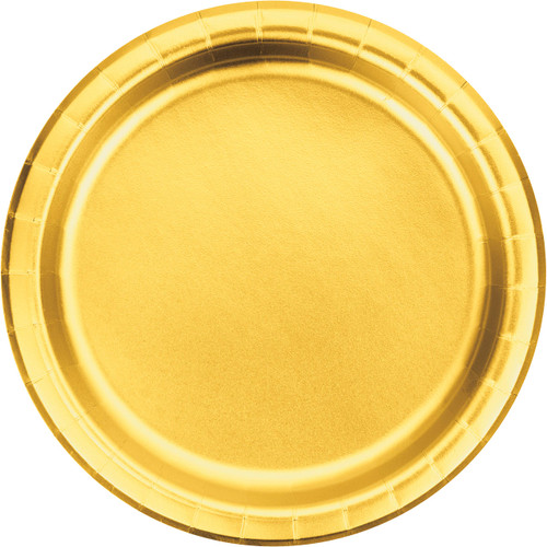 Creative Converting 343842 Dessert Plates, 7", Gold Foil