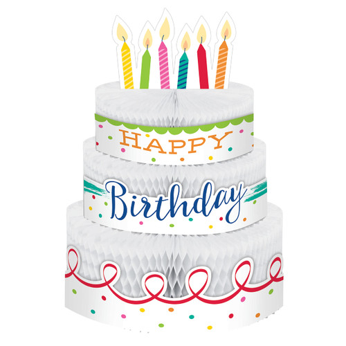 Creative Converting Festive Cake Centerpiece, 9" x 12", Red, Orange, Yellow, Blue and Green