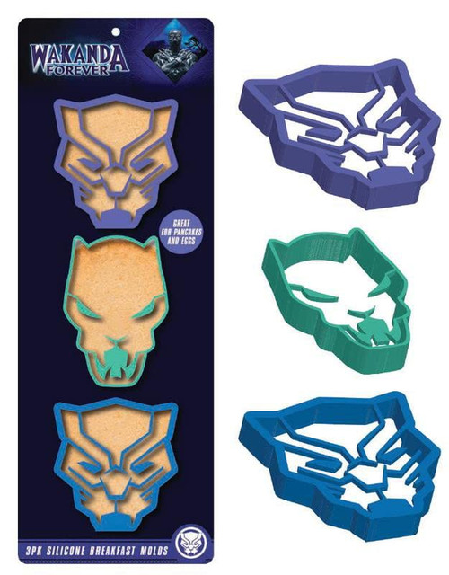 Wakanda Forever 3 Pack Silicone Breakfast Molds Great for Pancakes and Eggs